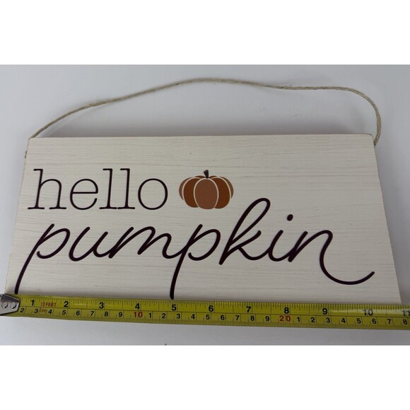 Rustic Marlin "Hello Pumpkin" Wood Wall Hanging - Picture 2 of 7